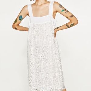 Zara White Lace Midi Dress - XS